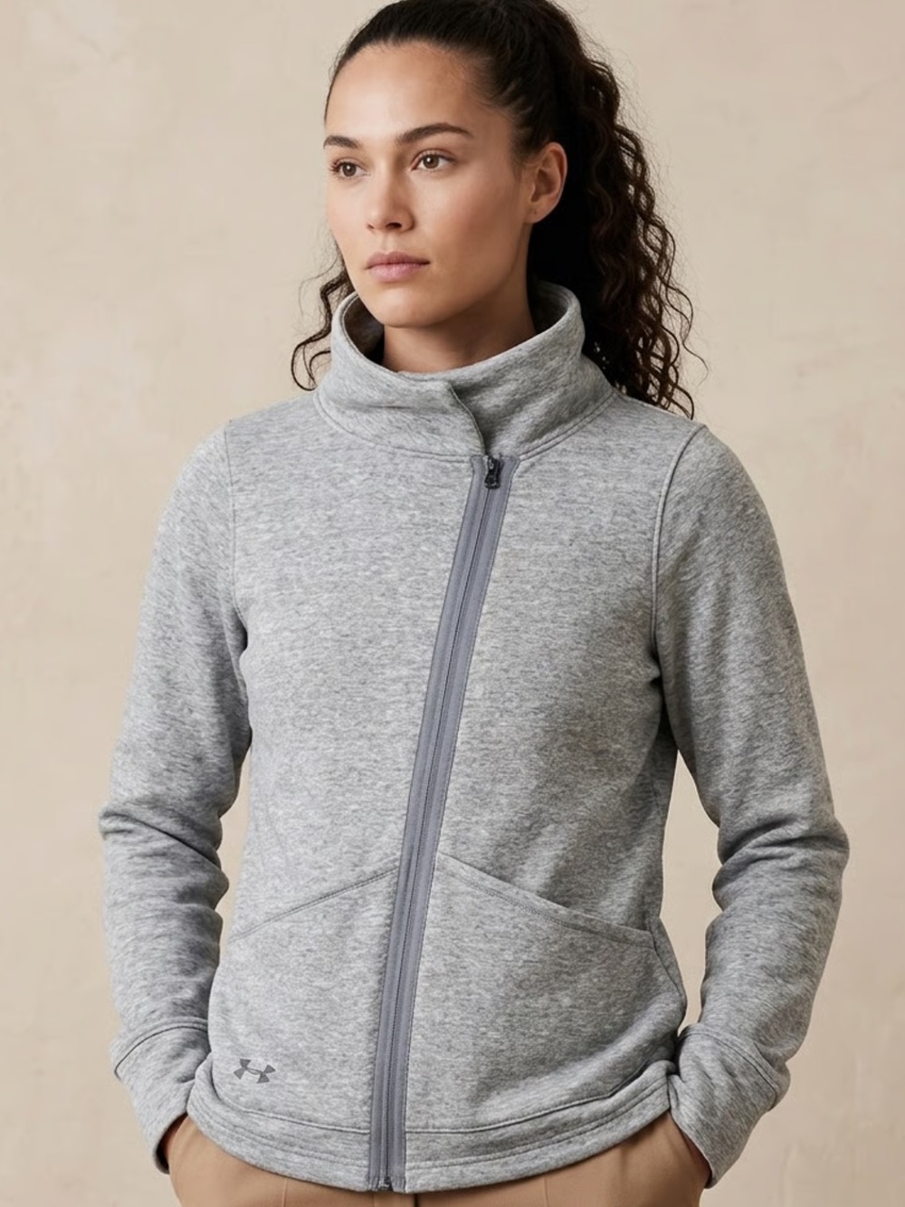 UNDER ARMOUR | Heather Gray Cowl Neck Zip Up Jacket Sz S